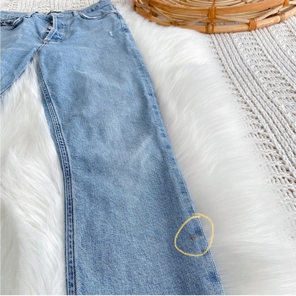 AGOLDE Nico High-Rise Skinny Jeans Distressed Light Indigo Raw Hem Button Fly 23 - Picture 7 of 15